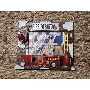 Resin Fire Depatrment Truck Self-standing Picture Frame 3.5" x 5" photo